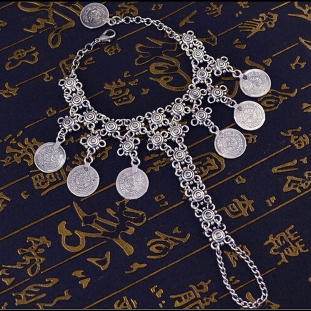 Chain Tassel Ring Hand silver tone Bracelet or Foot Jewelry(1)